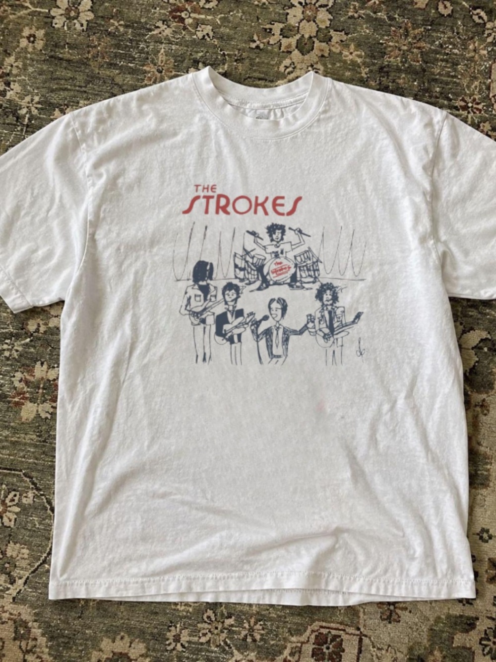 Gildan White The Strokes Graphic Band Tee